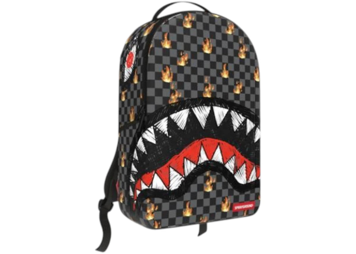 Sprayground Scribble Fire Check Backpack Black/Grey -1