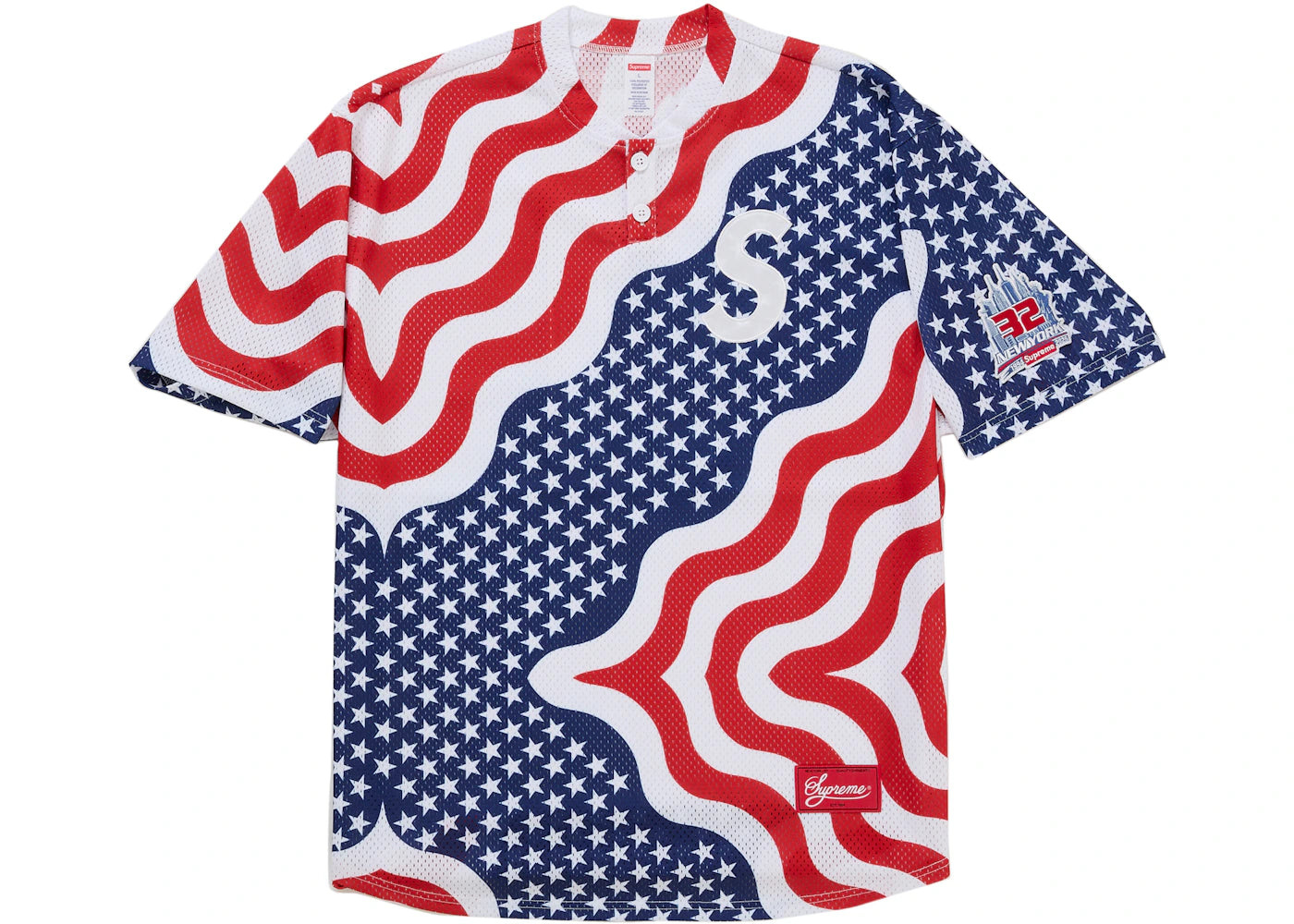 Supreme New York USA Shop S Logo Baseball Henley Flag -1