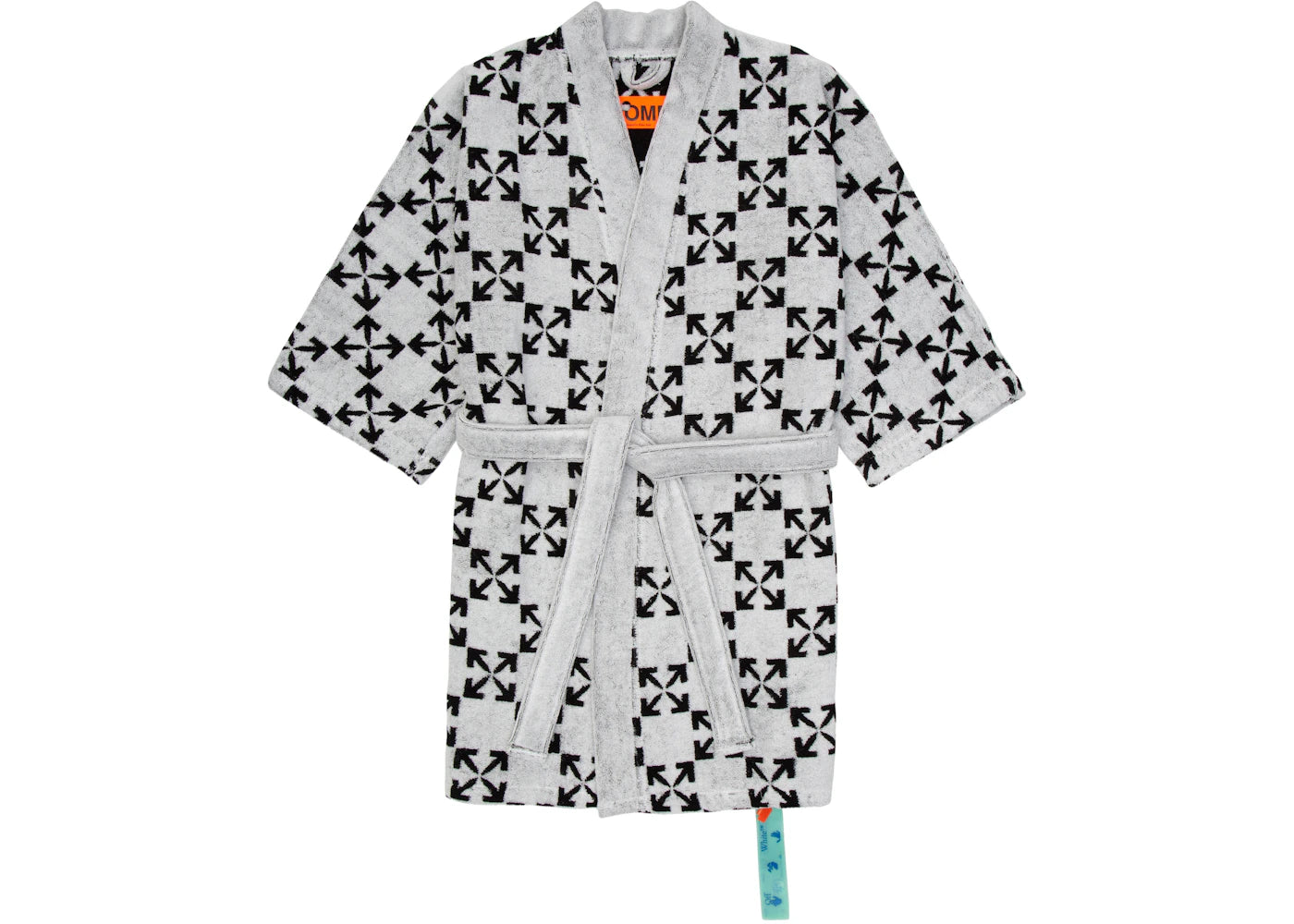 OFF-WHITE Arrow Pattern Bathrobe White/Black -1