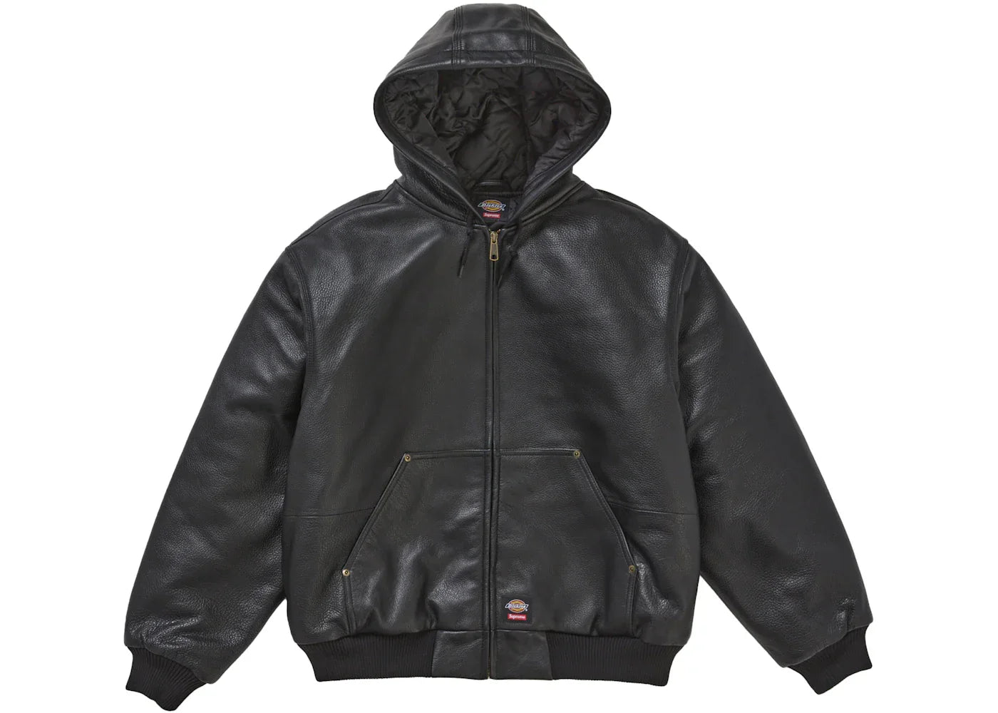 Supreme Dickies Hooded Leather Work Jacket Black -1