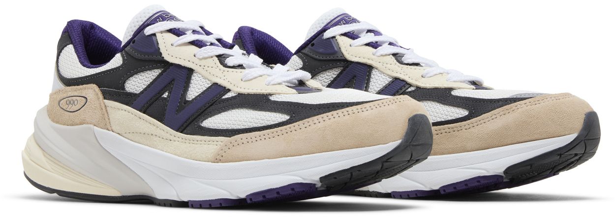New Balance 990v6 MiUSA Teddy Santis White Black Plum-Pair