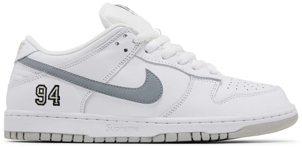Nike SB Dunk Low Supreme 94 White Metallic Silver-1