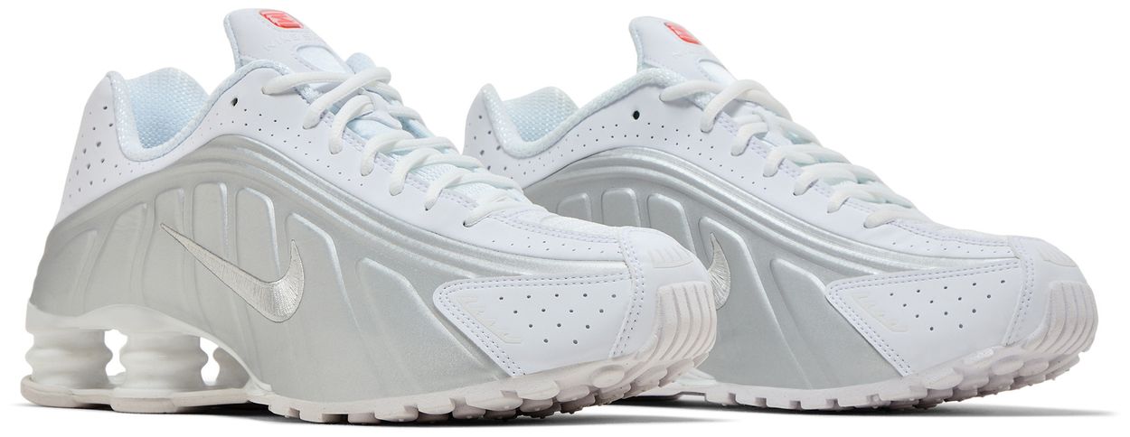 Nike Shox R4 White Bright Crimson Metallic Silver-Pair