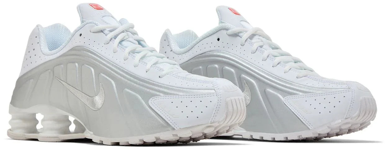 Nike Shox R4 White Bright Crimson Metallic Silver-Pair