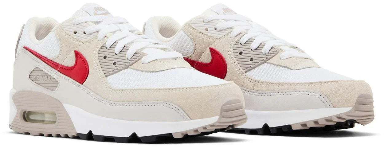 Nike Air Max 90 White College Grey Vast Grey University Red-Pair