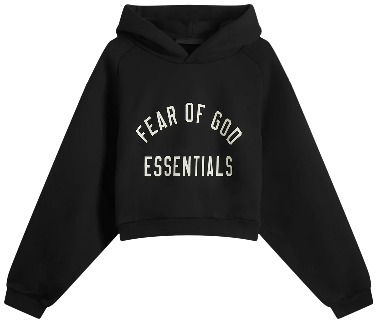 Fear of God Essentials Women's Fleece Cropped Hoodie (FW24) Black -1