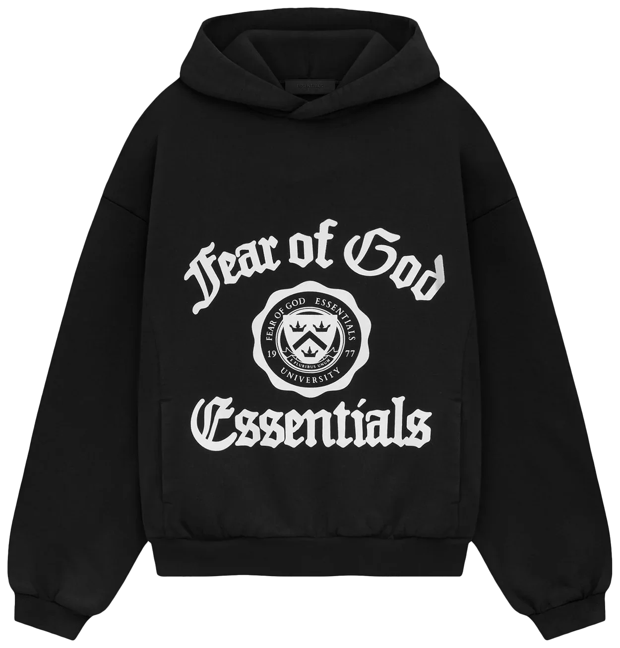 Fear of God Essentials Kids Heavy Fleece Vintage Shrunken Hoodie Black -1
