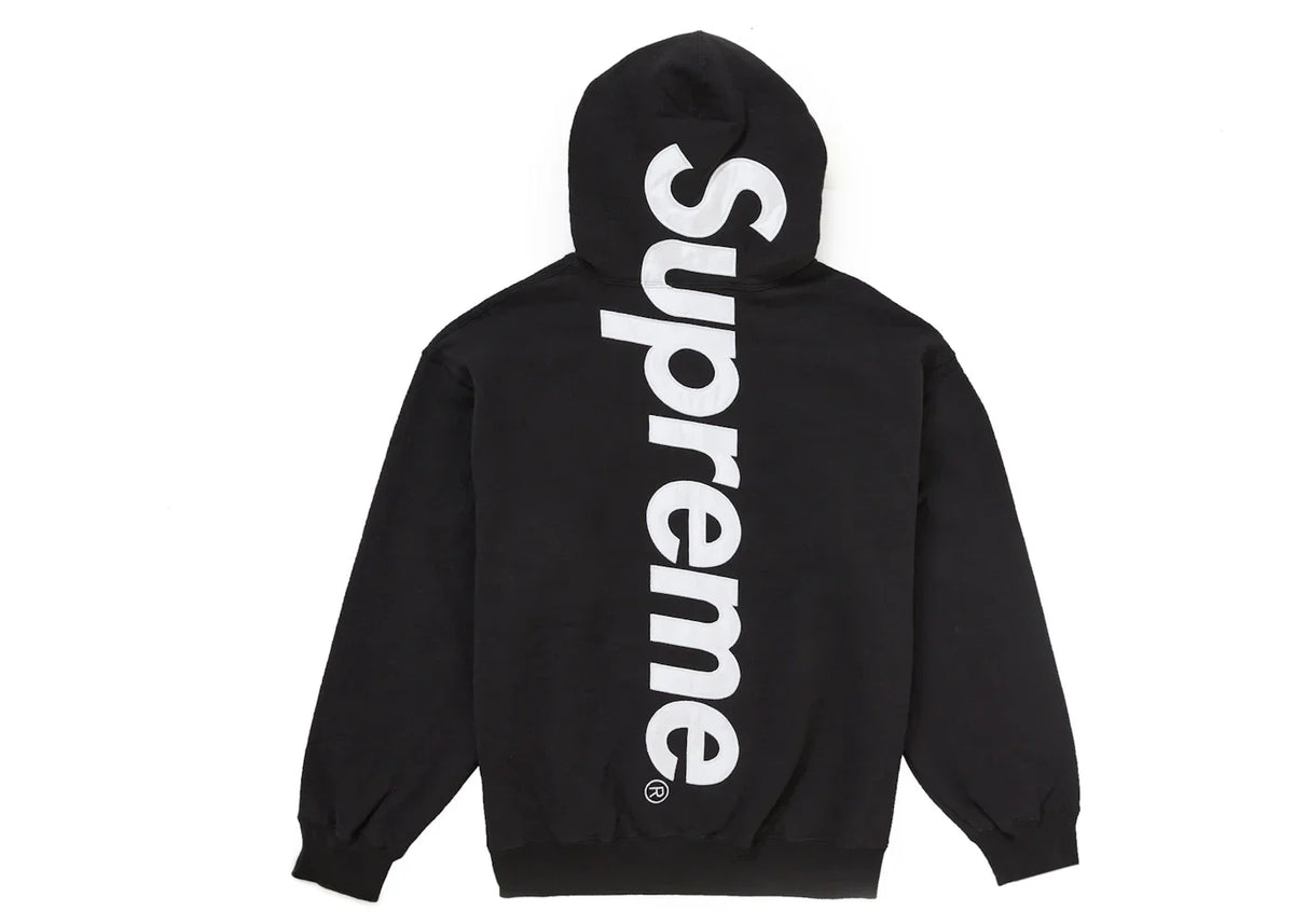 R*I様 Supreme Satin Applique Hooded M Supreme Satin Applique Hooded Sweatshirt FW24 Black | MTHOR