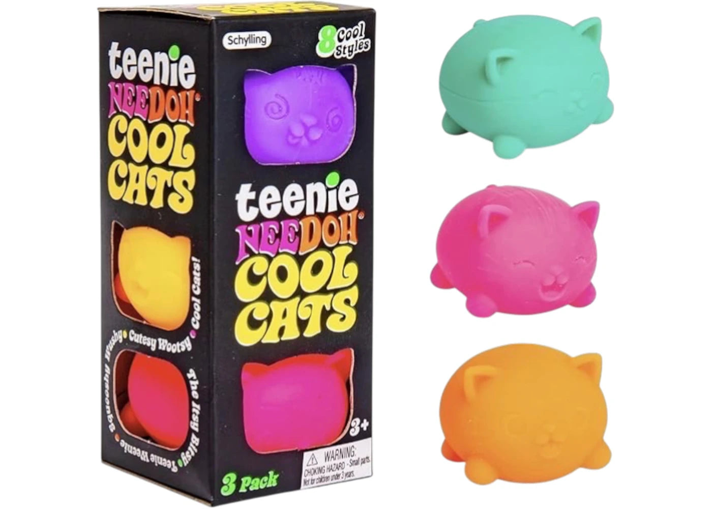 NeeDoh Teenie Cool Cat Squishy Fidget Toy Multicolor -1