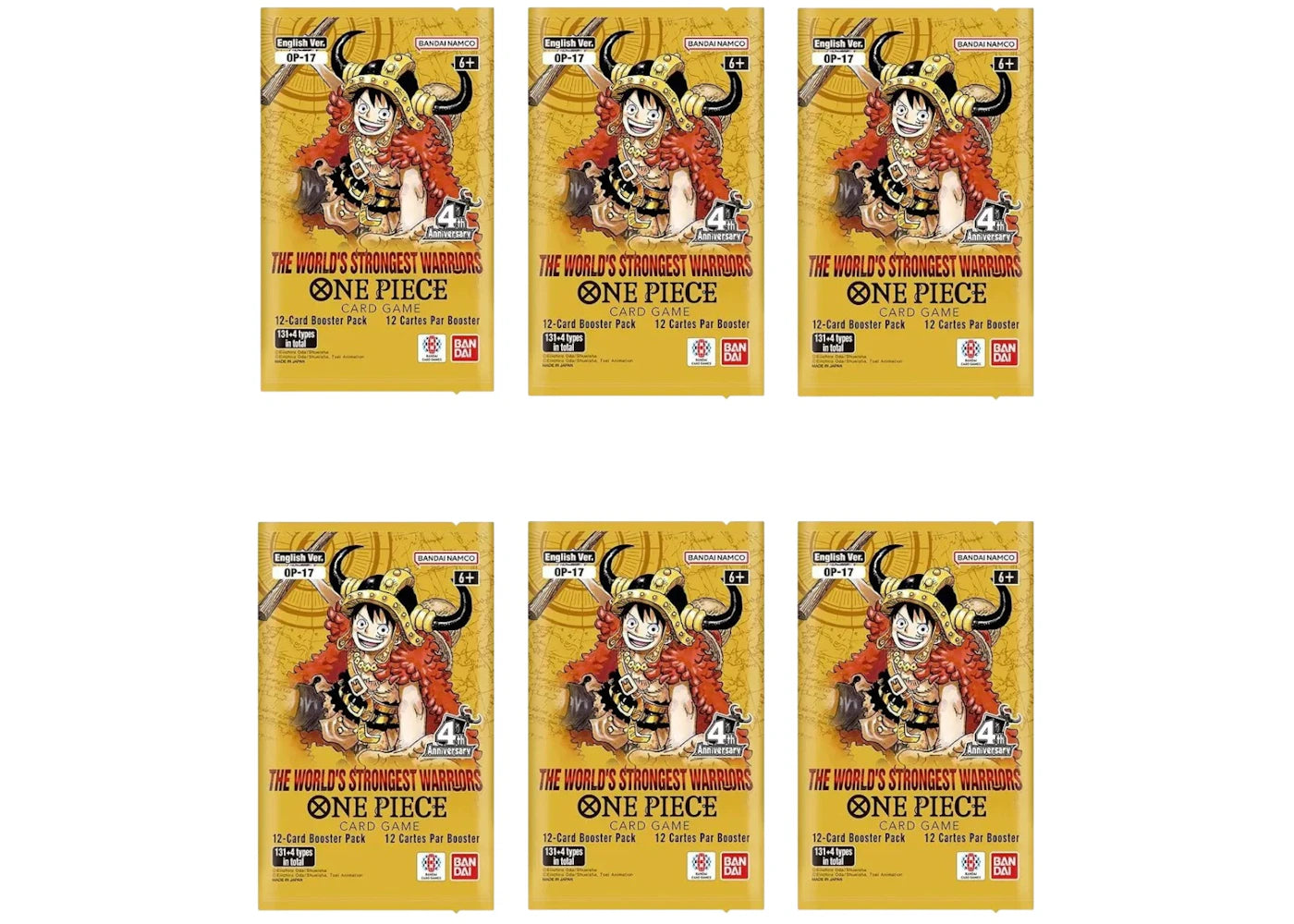 2026 Bandai One Piece Card Game The Worlds Strongest Warriors (OP-17) Booster Pack 6x Lot -1