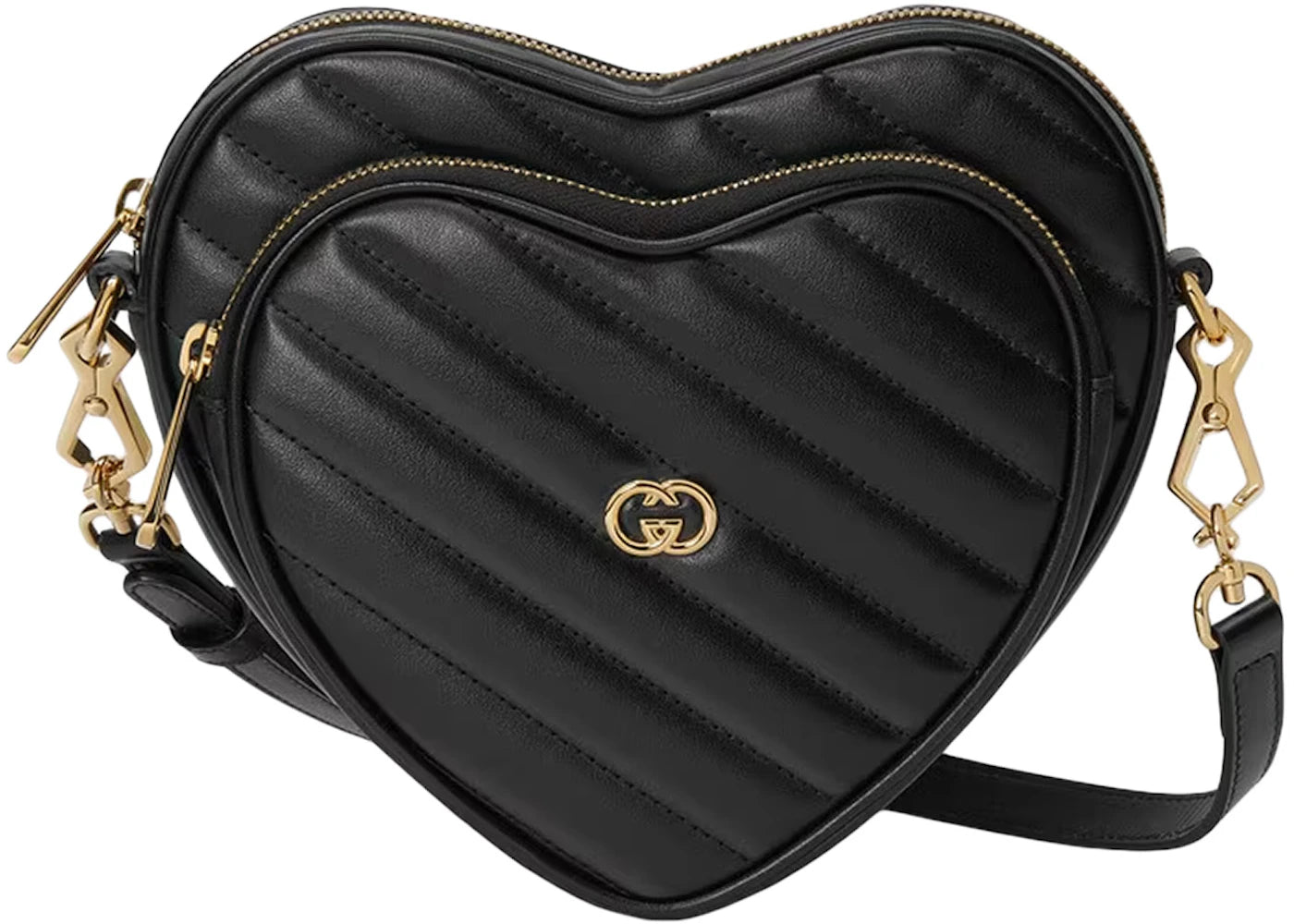 Gucci Interlocking G Mini Heart Shoulder Bag Black -1