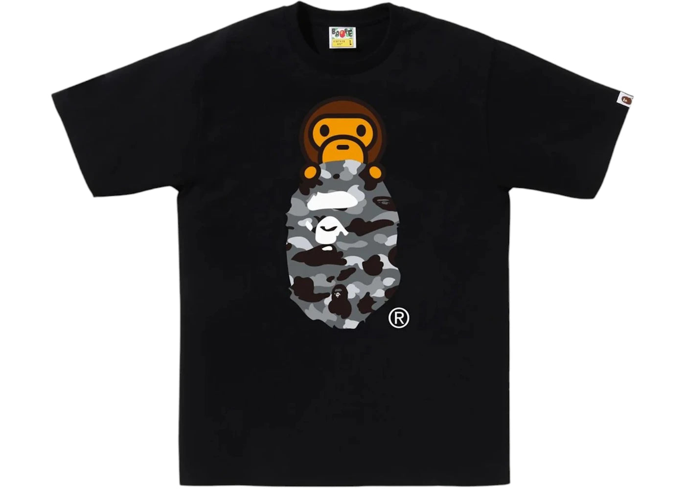 BAPE 1st Camo Milo On Ape Head Tee Tee Black/Grey -1