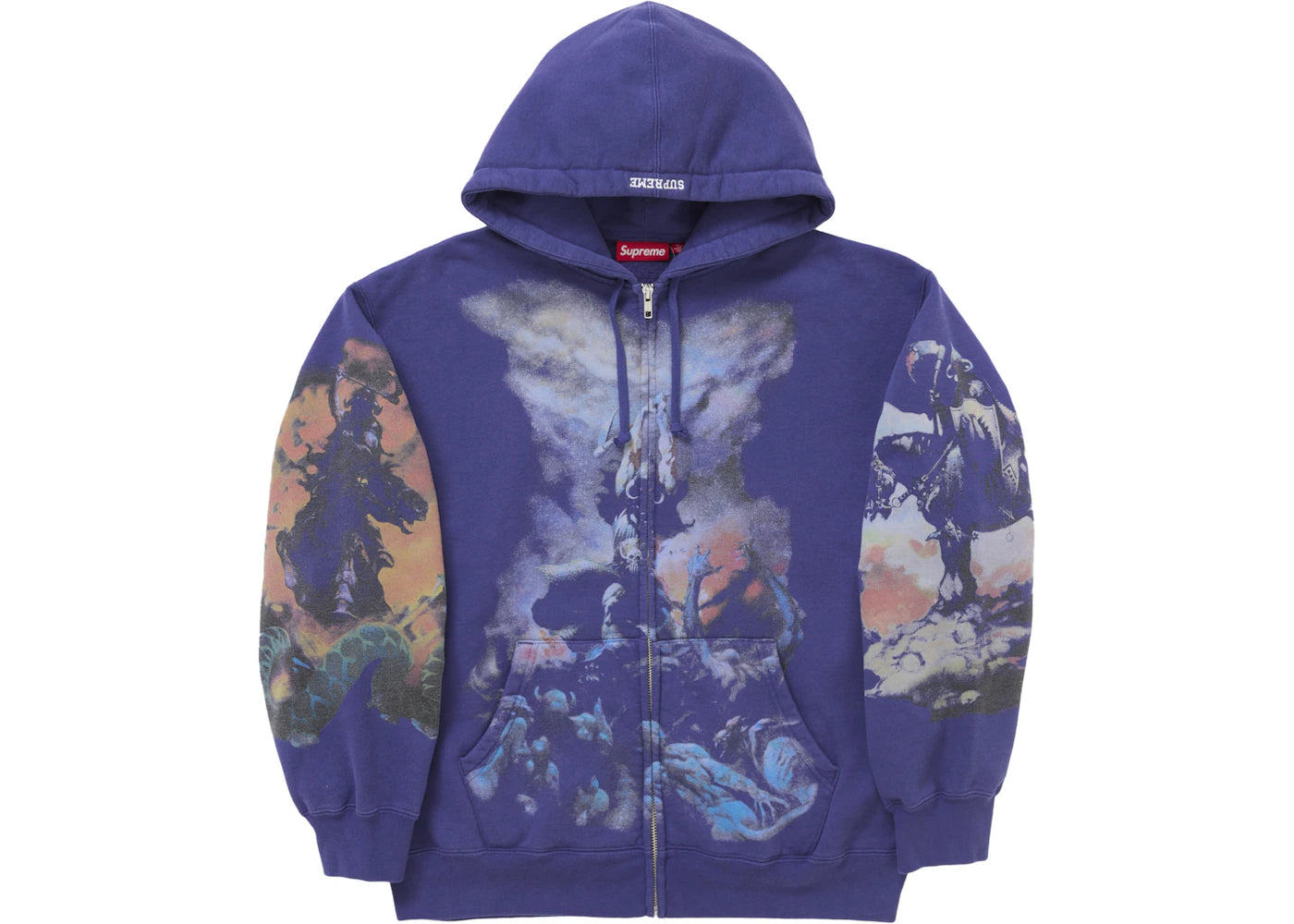 Supreme Frazetta Zip Up Hooded Sweatshirt Washed Navy -1