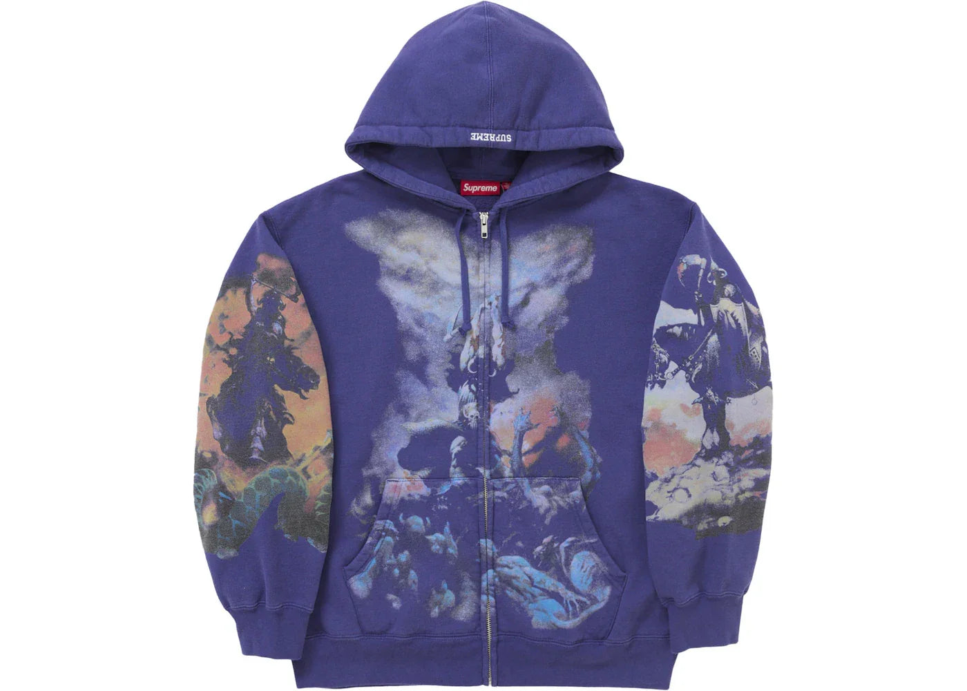 Supreme Frazetta Zip Up Hooded Sweatshirt Washed Navy -1