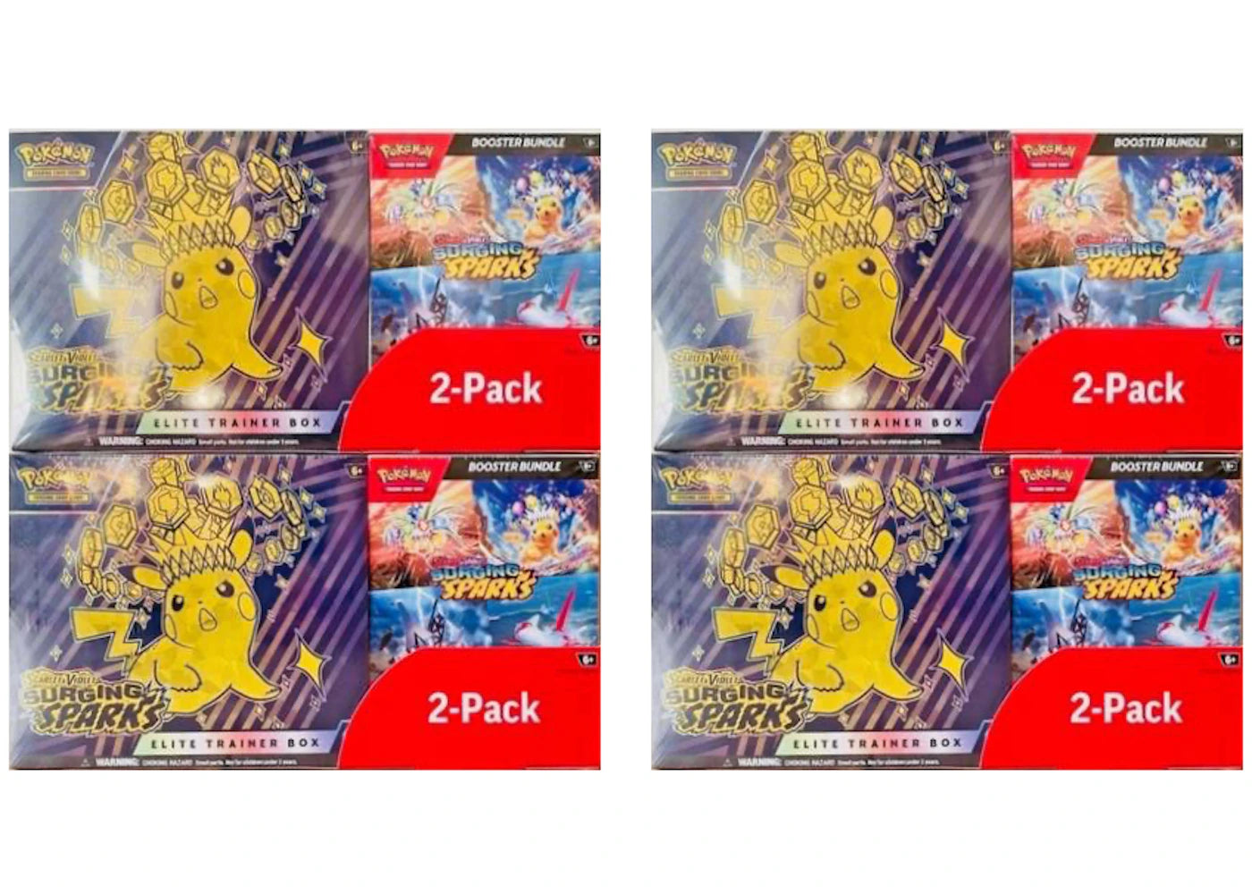 2025 Pokémon Scarlet & Violet Surging Sparks Elite Trainer Box & Booster Bundle Costco 2-Pack 4x Lot -1