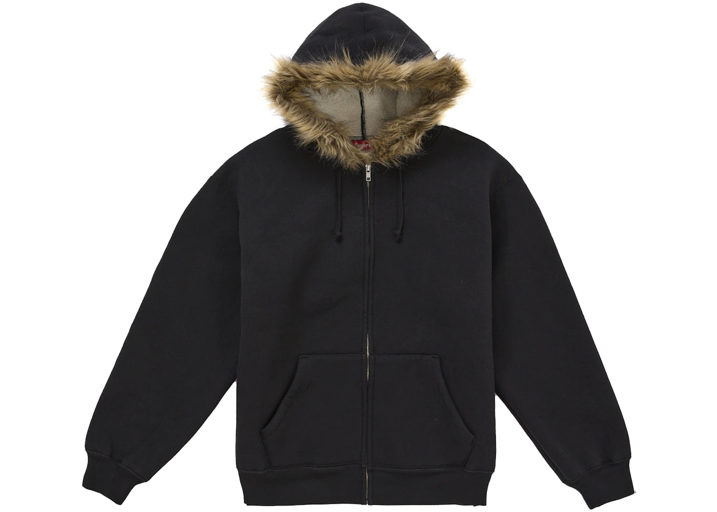 Supreme Faux Fur Zip Up Hooded Sweatshirt Black -1