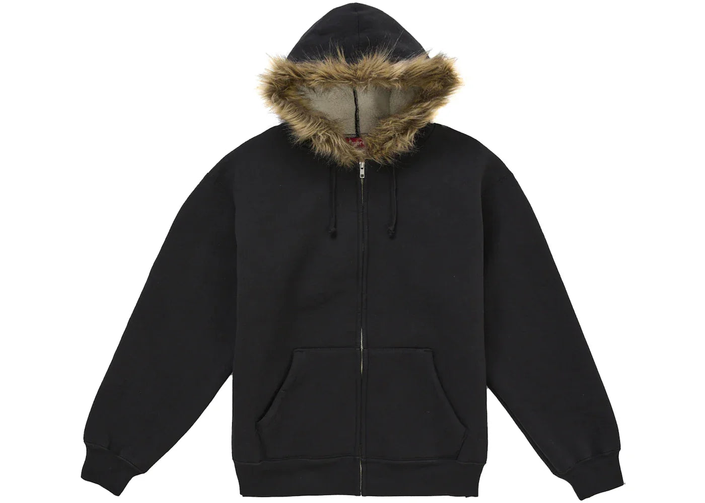 Supreme Faux Fur Zip Up Hooded Sweatshirt Black -1