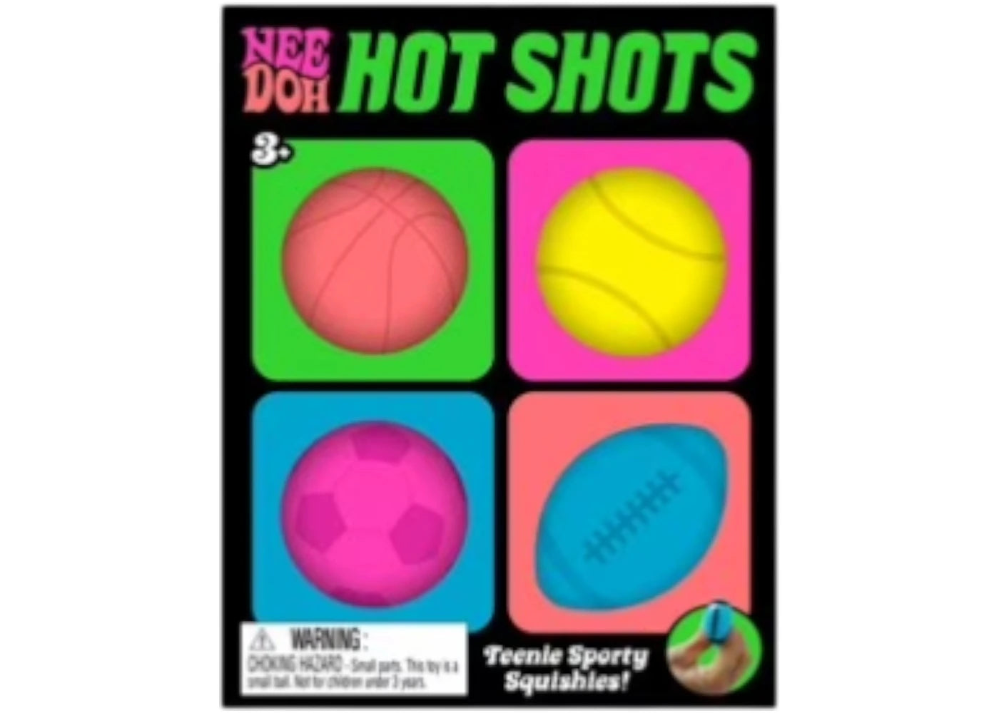 NeeDoh Schylling Teenie Hot Shots Squishy Fidget Toy Set of 4 Orange/Green/Pink/Blue -1