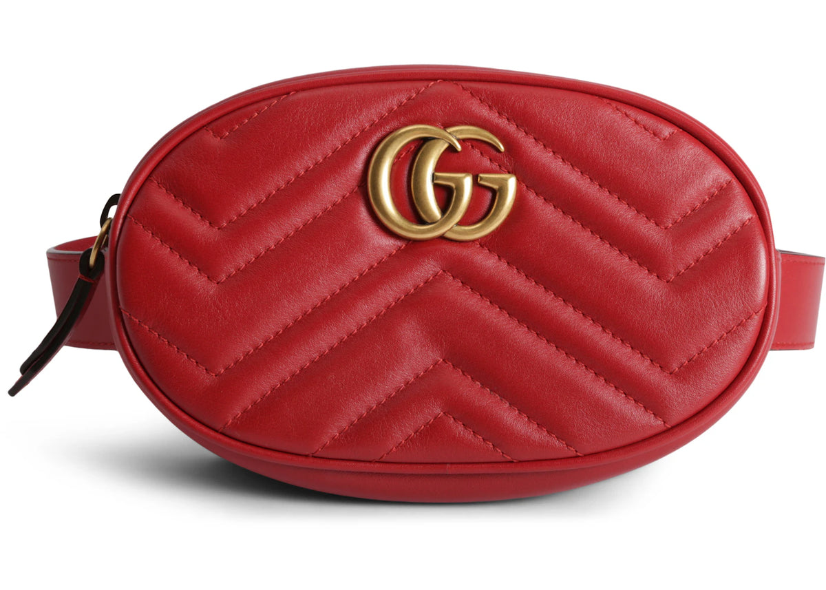 Gucci GG Marmont Belt Bag Matelasse Hibiscus Red -1
