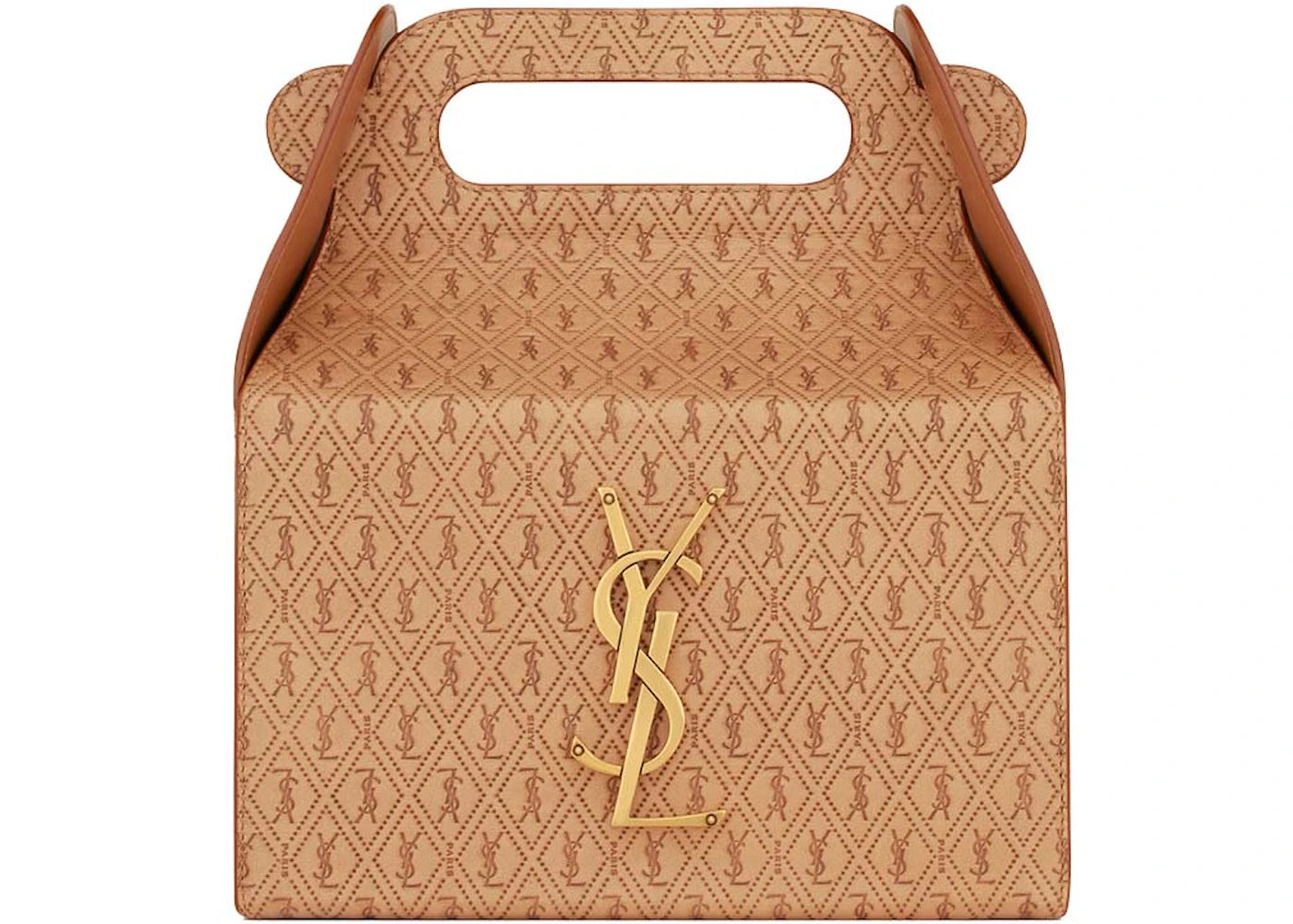 Saint Laurent Take-Away Box In Vegetable-Tanned Leather Dusty Vintage Brown Gold -1