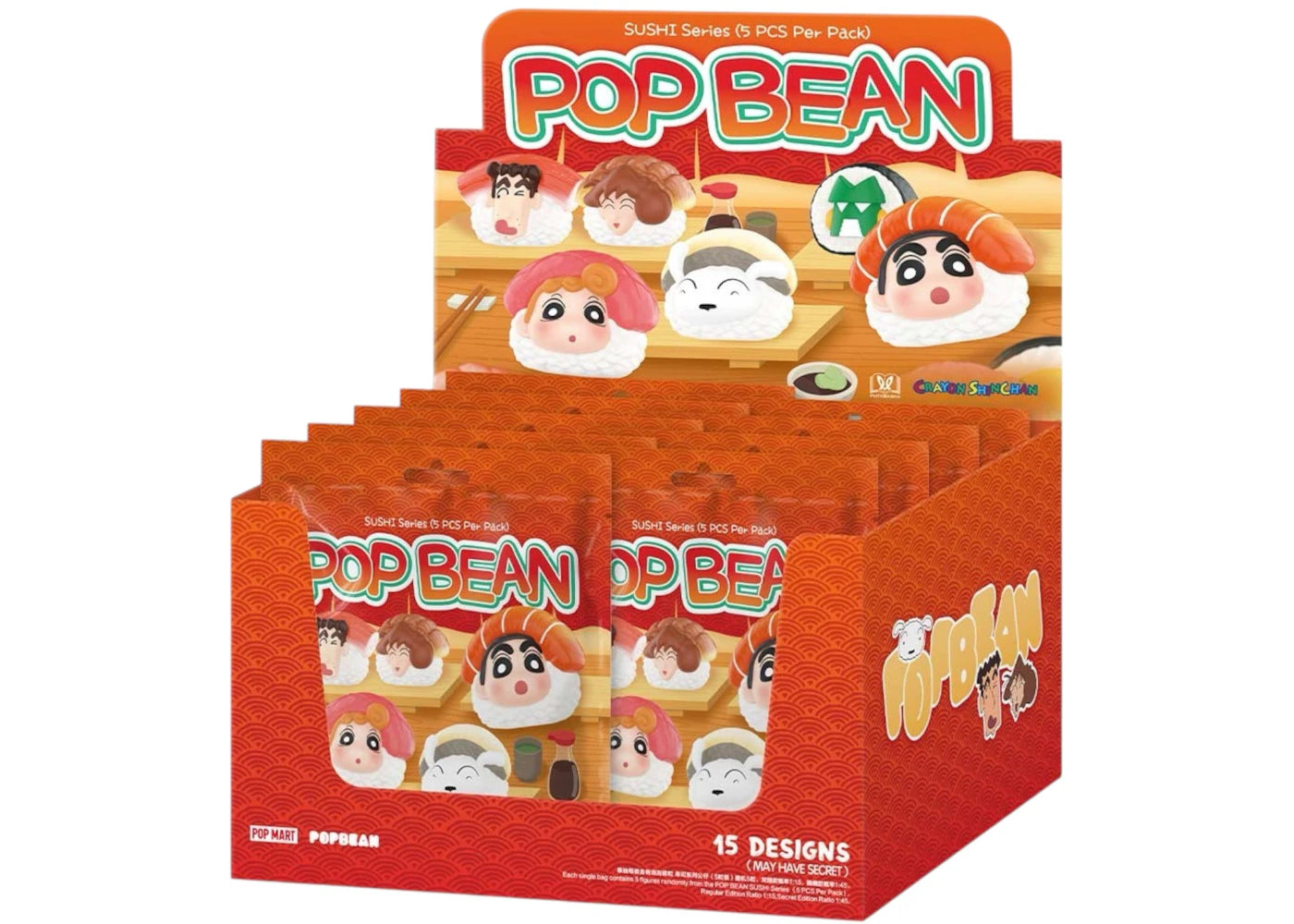 Pop Mart Pop Bean Crayon Shinchan Sushi Series Sealed Case (9 Packs) Sealed Case (9 Blind Pack) -1