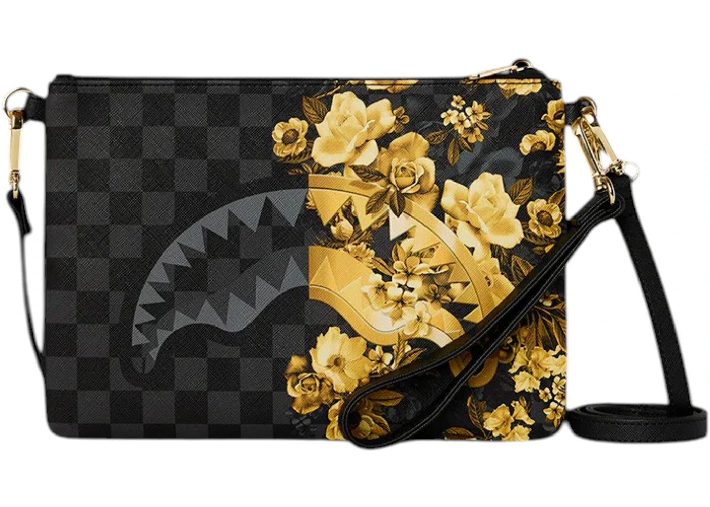 Sprayground Gold Floral Remix Crossover Clutch Bag Black/Gold -1