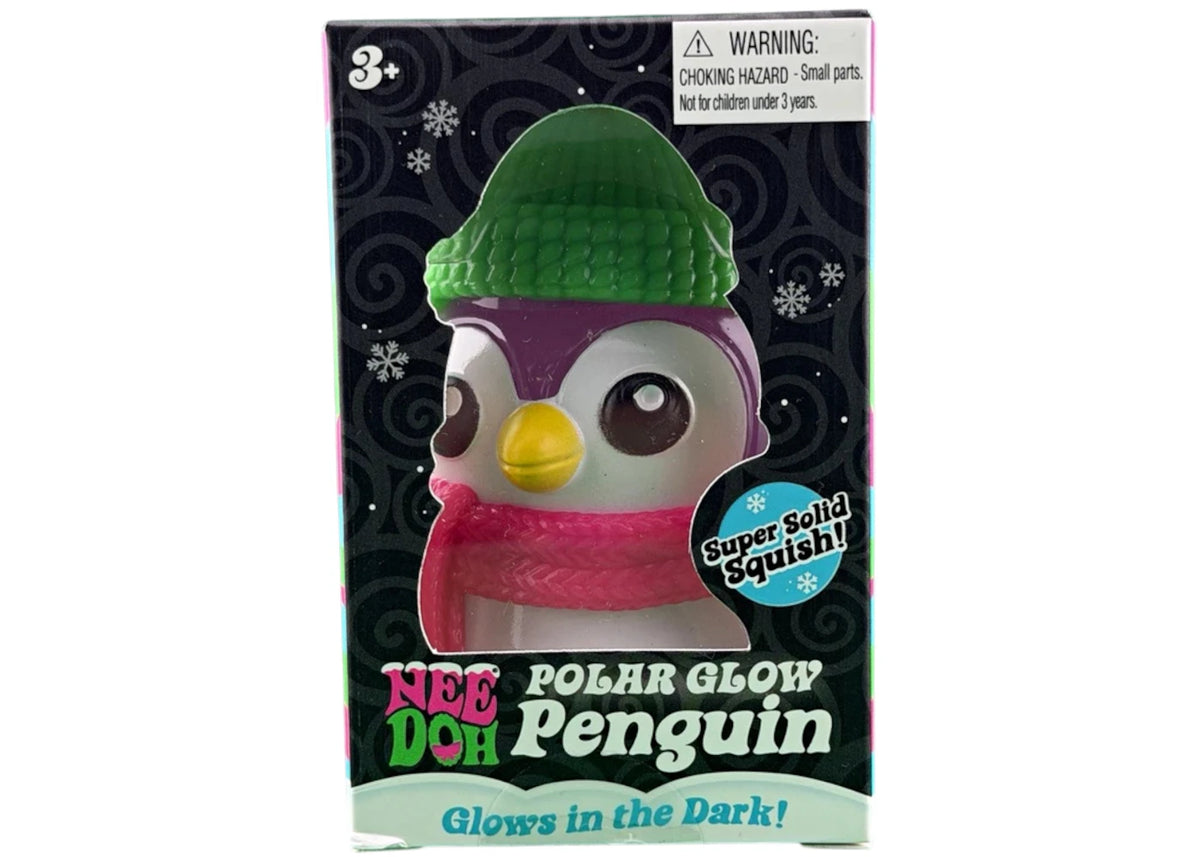 NeeDoh Polar Glow Penguin (Super Solid Squish Sticker) Squishy Fidget Toy Purple -1