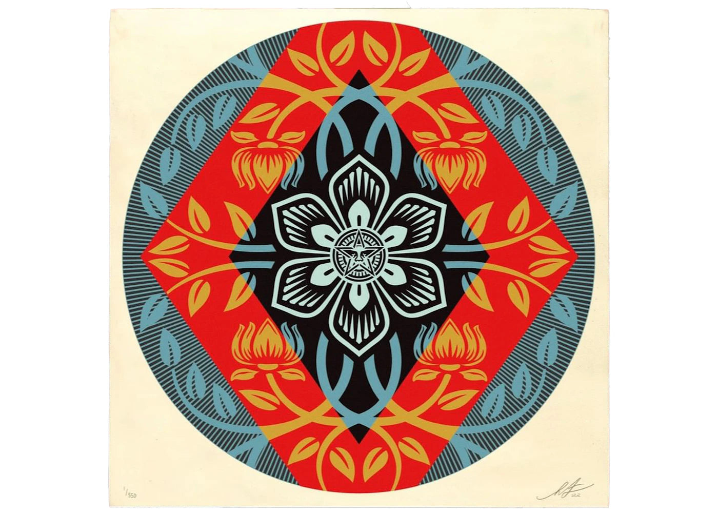 Shepard Fairey OBEY Diamond Flower Print (Signed, Edition of 550) -1