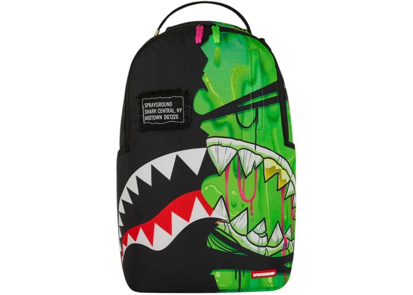 Sprayground Zombine Ooze Shark Central Backpack Black/Green -1