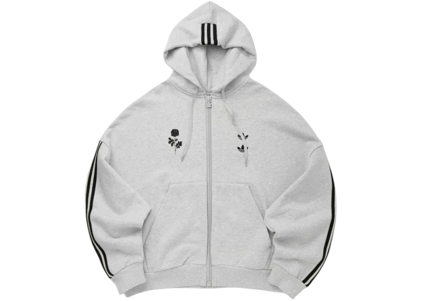 adidas x Willy Chavarria Full Zip Logo Hoodie Light Grey -1