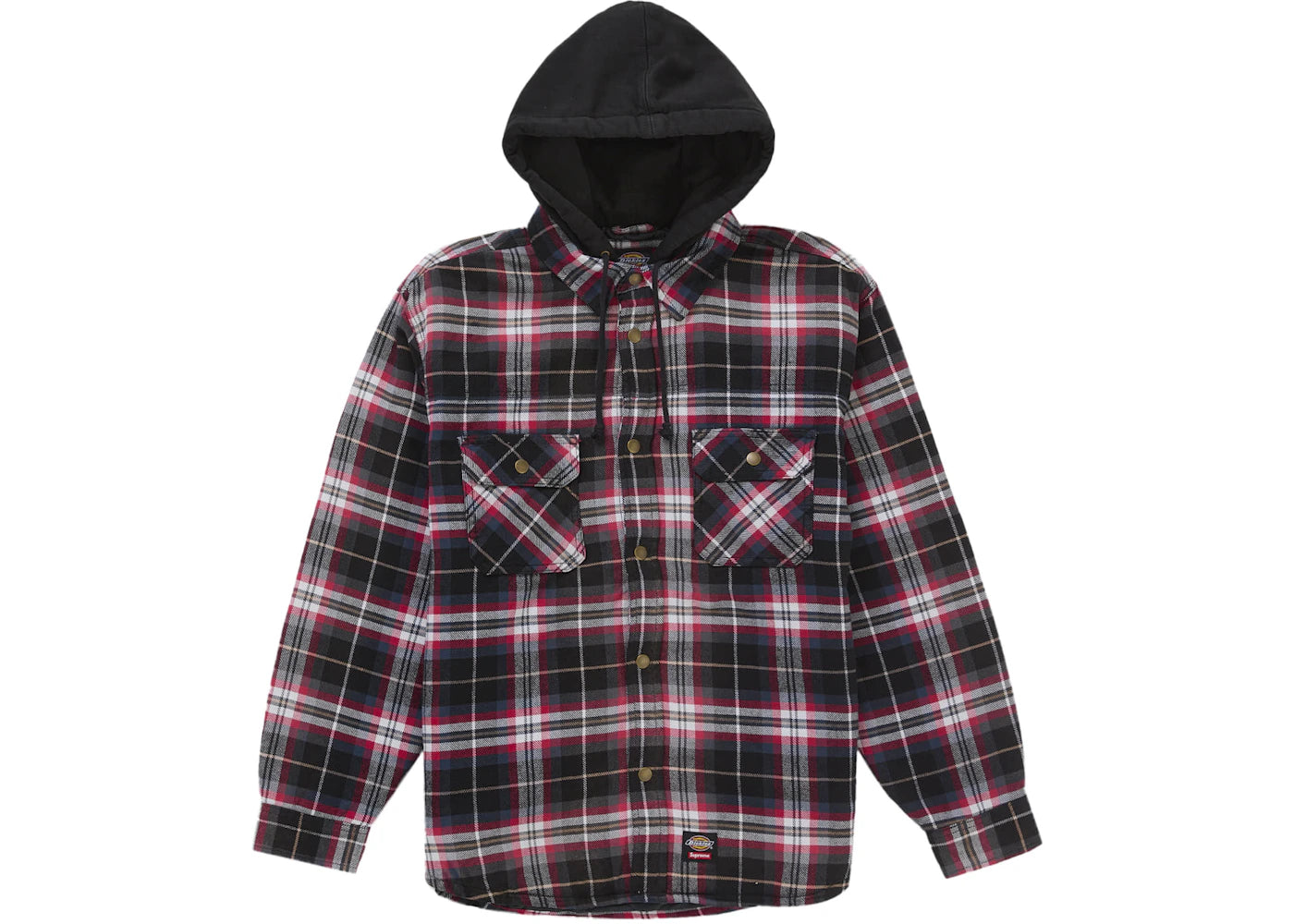 Supreme Dickies Lined Zip Up Hooded Flannel Shirt Black -1