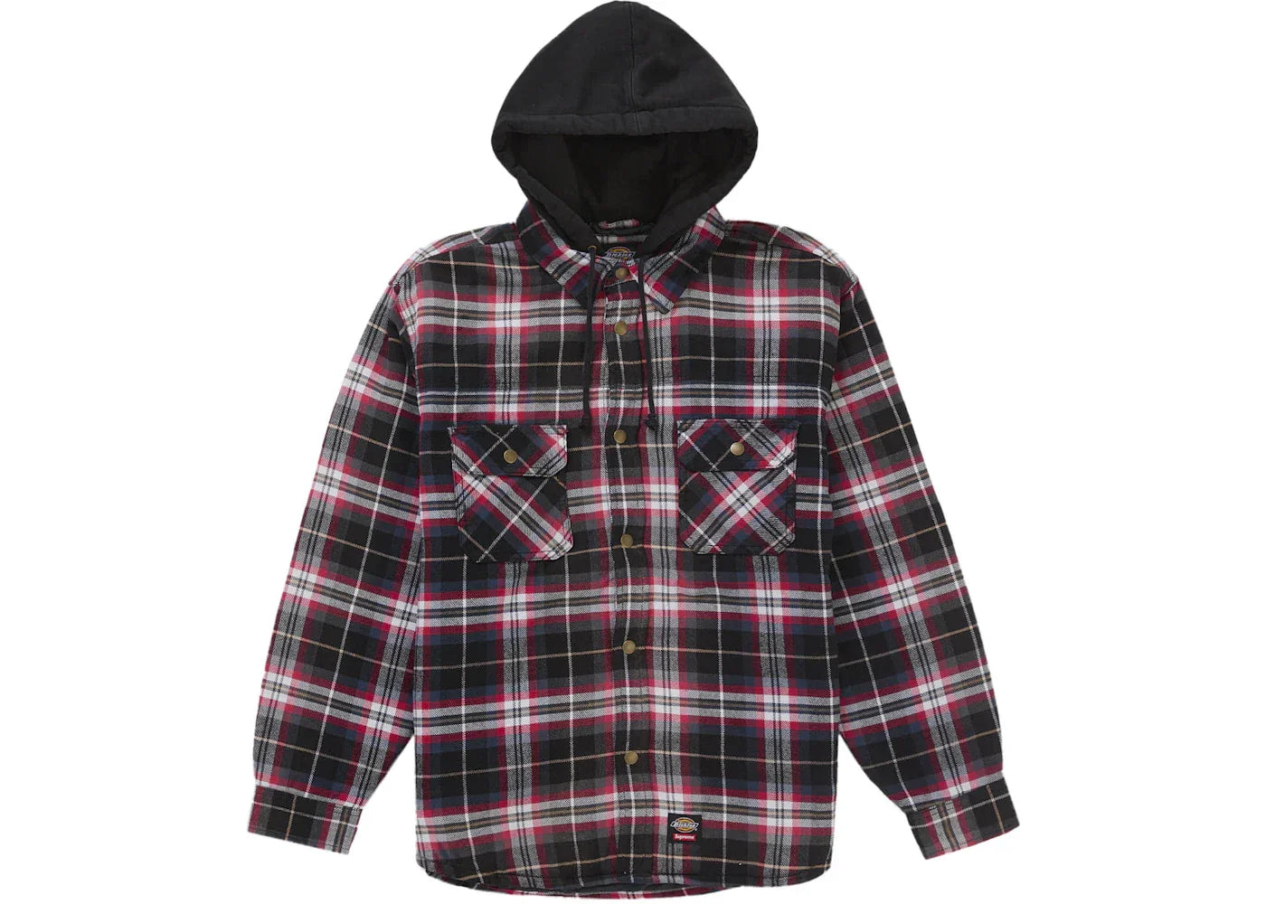 Supreme Dickies Lined Zip Up Hooded Flannel Shirt Black -1