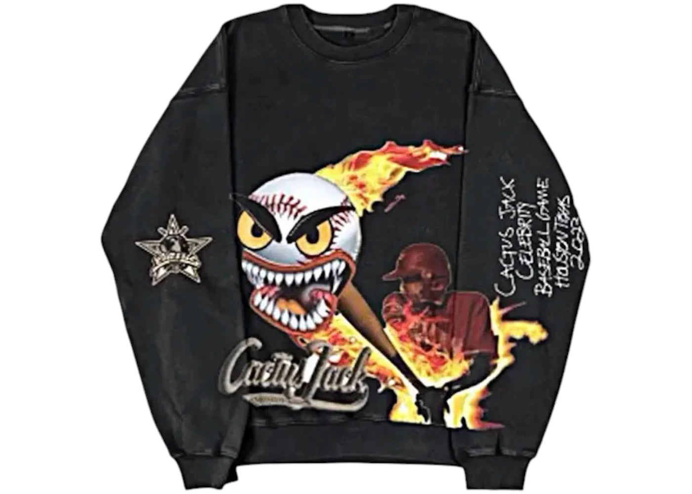 Travis Scott Cactus Jack Fast Ball Crewneck Black -1