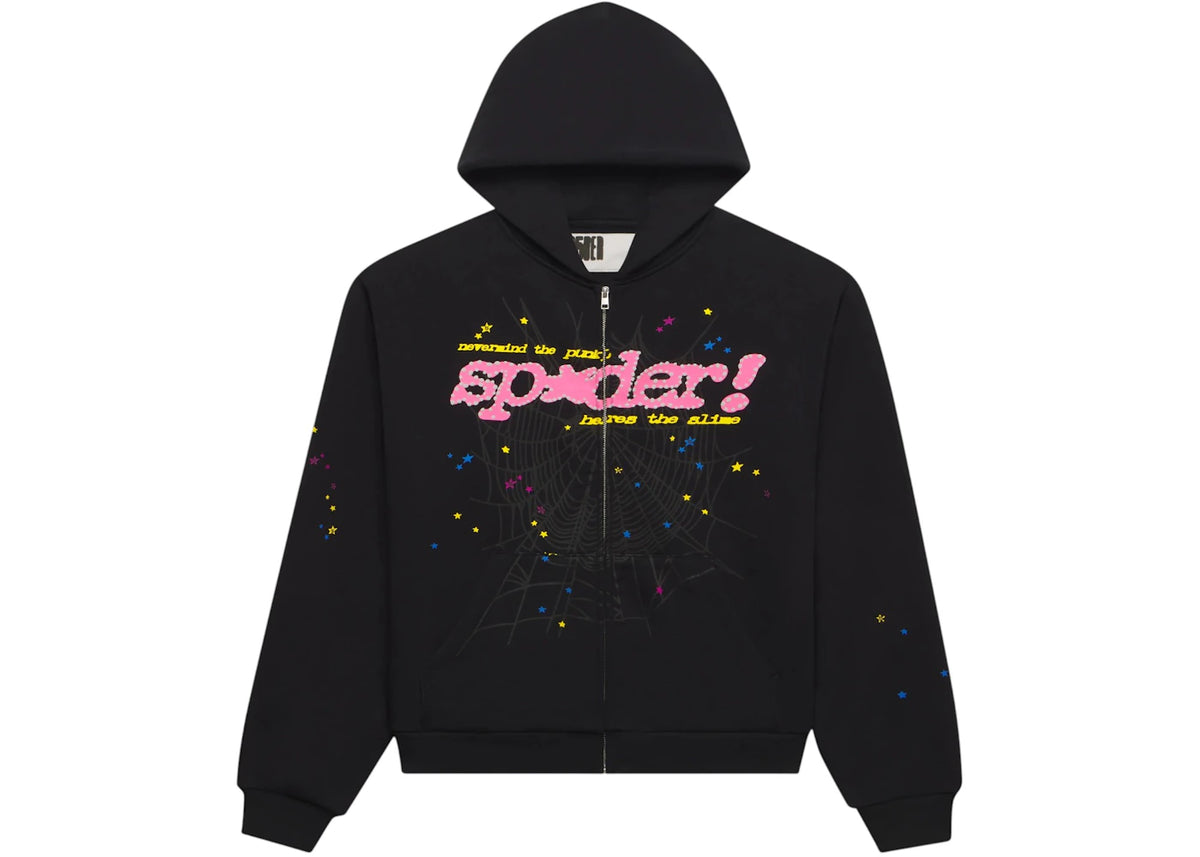 Sp5der Punk V2 Zip Up Hoodie Black - Authentique | MTHOR