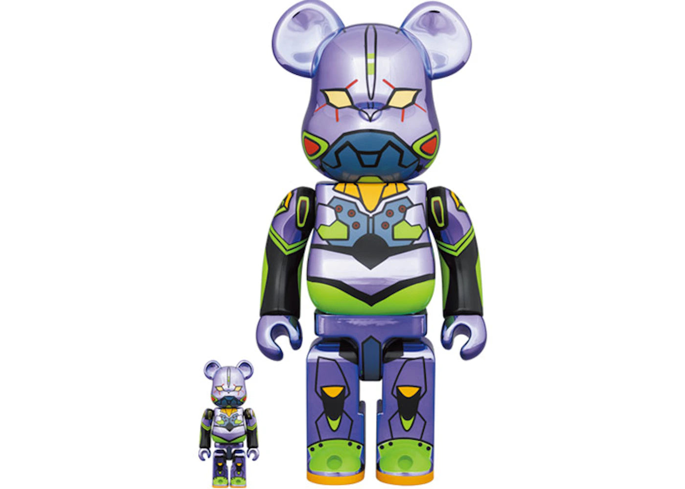 Bearbrick Evangelion Unit 1 100% & 400% Set Chrome Ver. -1