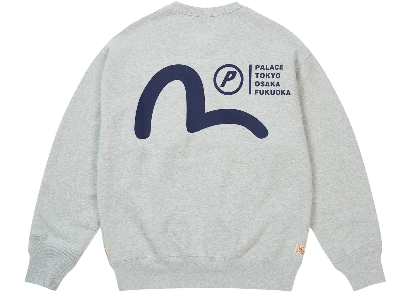 Palace x Evisu Crew Grey Marl -1