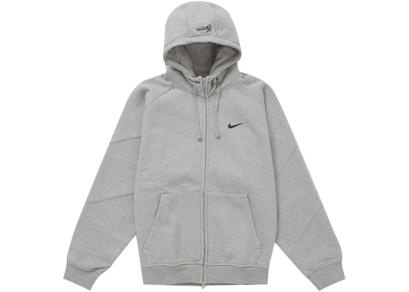 Supreme Nike Zip Up Hooded Sweatshirt Heather Grey -1
