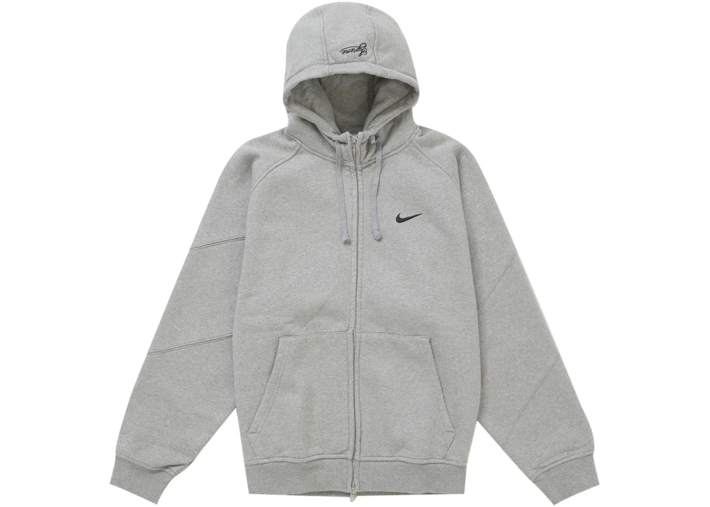 Supreme Nike Zip Up Hooded Sweatshirt Heather Grey -1