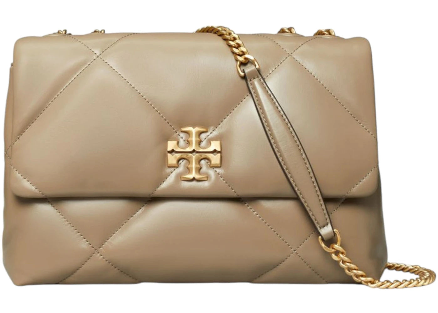 Tory Burch Kira Diamond Quilt Convertible Shoulder Bag Taupe Oak -1