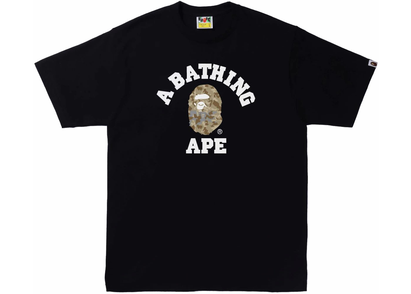 BAPE Sand Camo College Tee Black/Beige -1