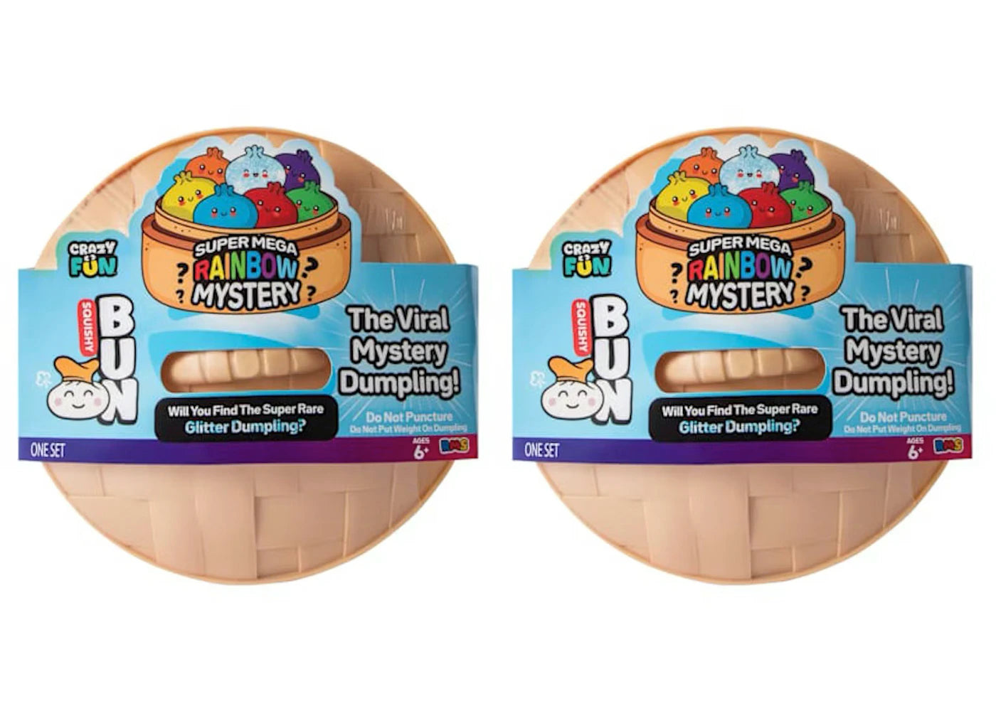 Squishy Bun Super Mega Rainbow Mystery Squishy "Dumpling" (Glitter Version) Blind Box 2x Lot -1