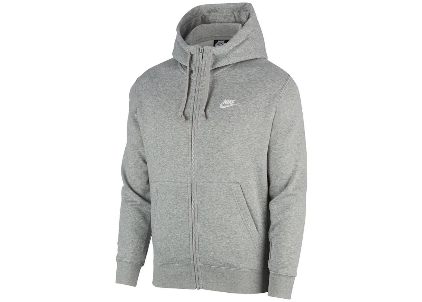 Nike Sportswear Club Fleece Full-Zip Hoodie Dark Grey Heather/Matte Silver/White -1