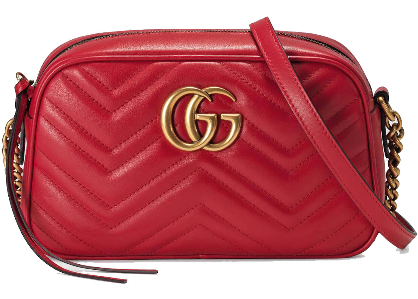 Gucci GG Marmont Camera Bag Matelasse Small Hibiscus Red -1