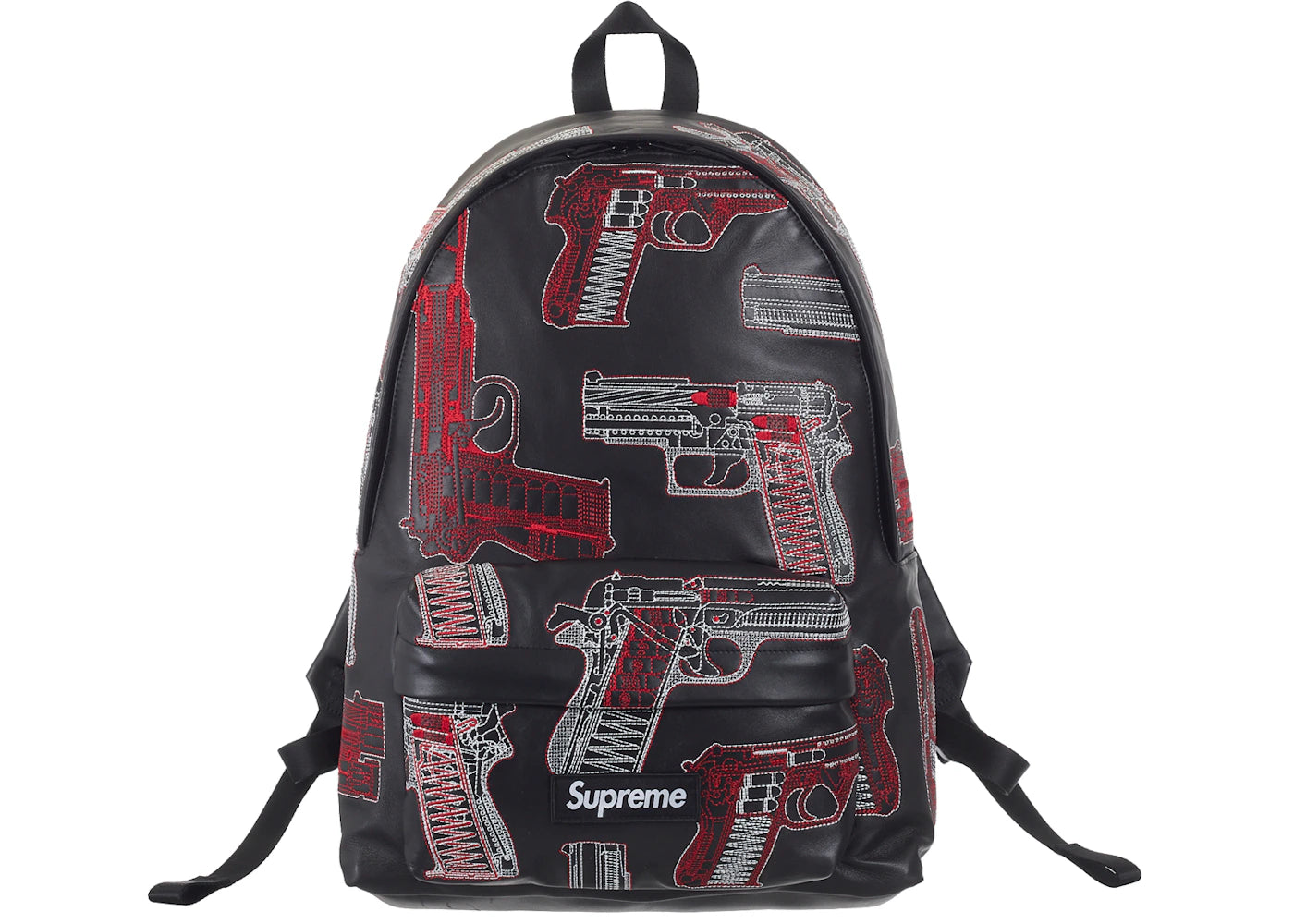 Supreme Guns Embroidered Leather Backpack Black -1
