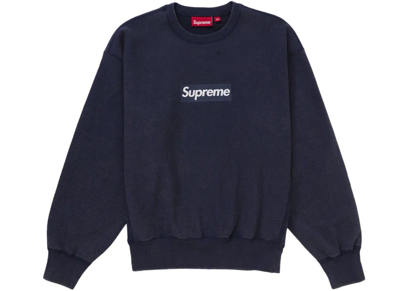 Supreme Washed Box Logo Crewneck Navy -1