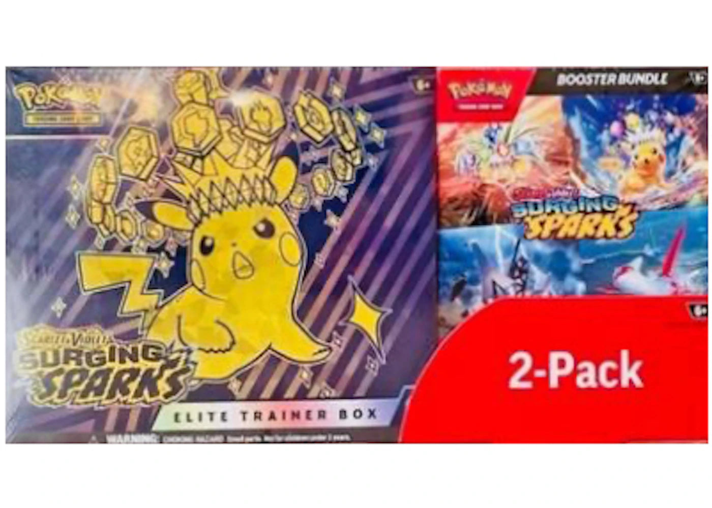 2025 Pokémon Scarlet & Violet Surging Sparks Elite Trainer Box & Booster Bundle Costco 2-Pack -1