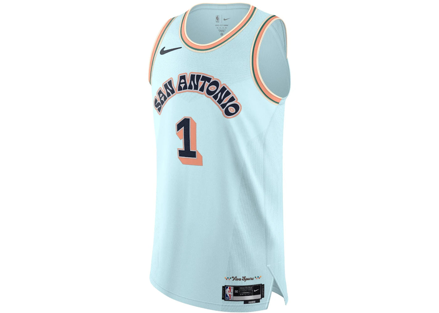 Nike x NBA San Antonio Spurs Victor Wembanyama Dri Fit ADV 2024/25 City Edition Autentics Swingman Jersey Light Blue -1