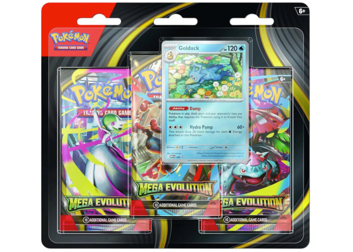 2025 Pokémon Mega Evolution Golduck 3-Pack Blister Pack -1