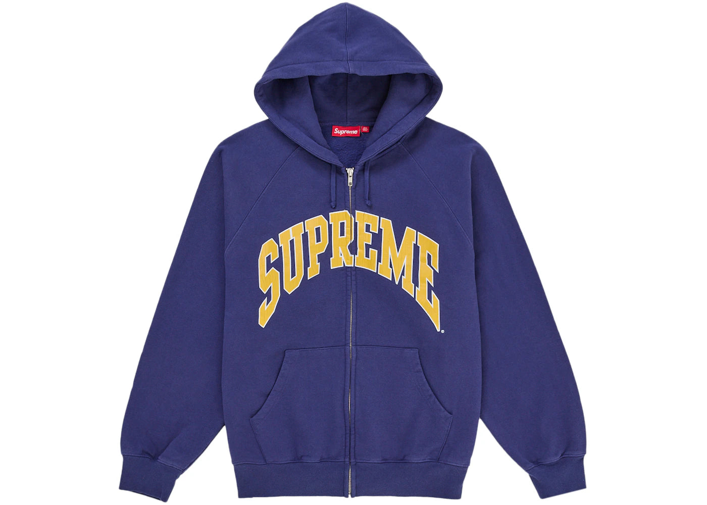 Supreme Cracked Raglan Zip Up Hooded Sweatshirt Washed Navy -1