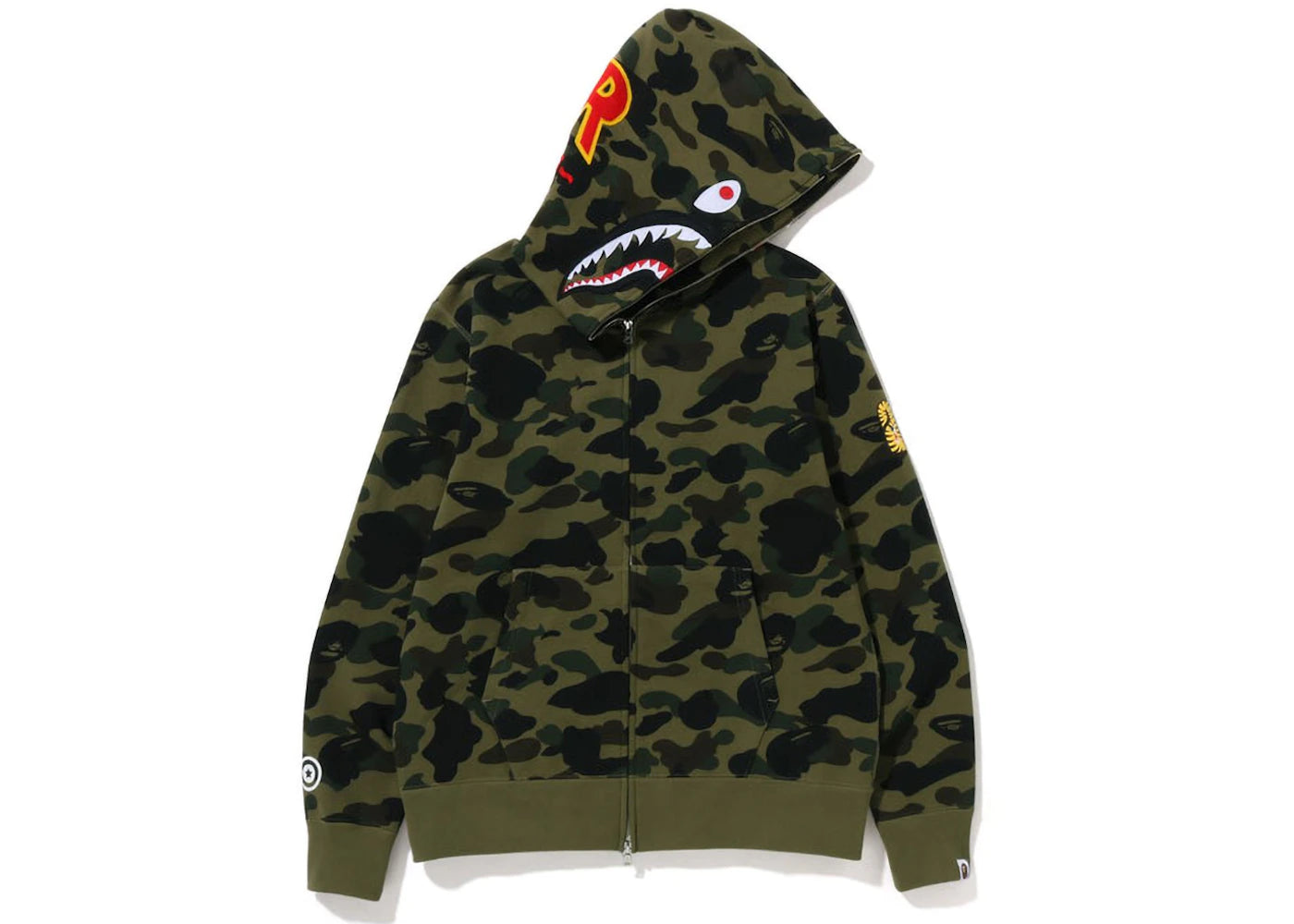 BAPE PONR 1st Camo Shark Full Zip Hoodie Green -1